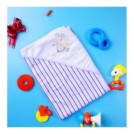 Kids Center Little Teddy In Cloud Baby Wrapping Sheet, Soft Cotton Swaddle Blanket for Newborns, Blue Multi - Image 2