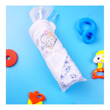 Kids Center Flower Freshy Baby Wrapping Sheet, Soft Cotton Swaddle Blanket for Newborns, Dark Blue - Main Image
