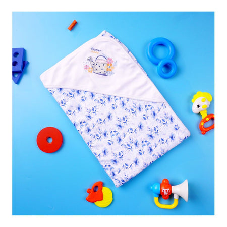 Kids Center Flower Freshy Baby Wrapping Sheet, Soft Cotton Swaddle Blanket for Newborns, Dark Blue - Image 2