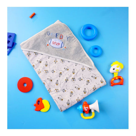 Kids Center Game Day MVP Baby Wrapping Sheet, Soft Cotton Swaddle Blanket for Newborns, Multi Grey - Image 2