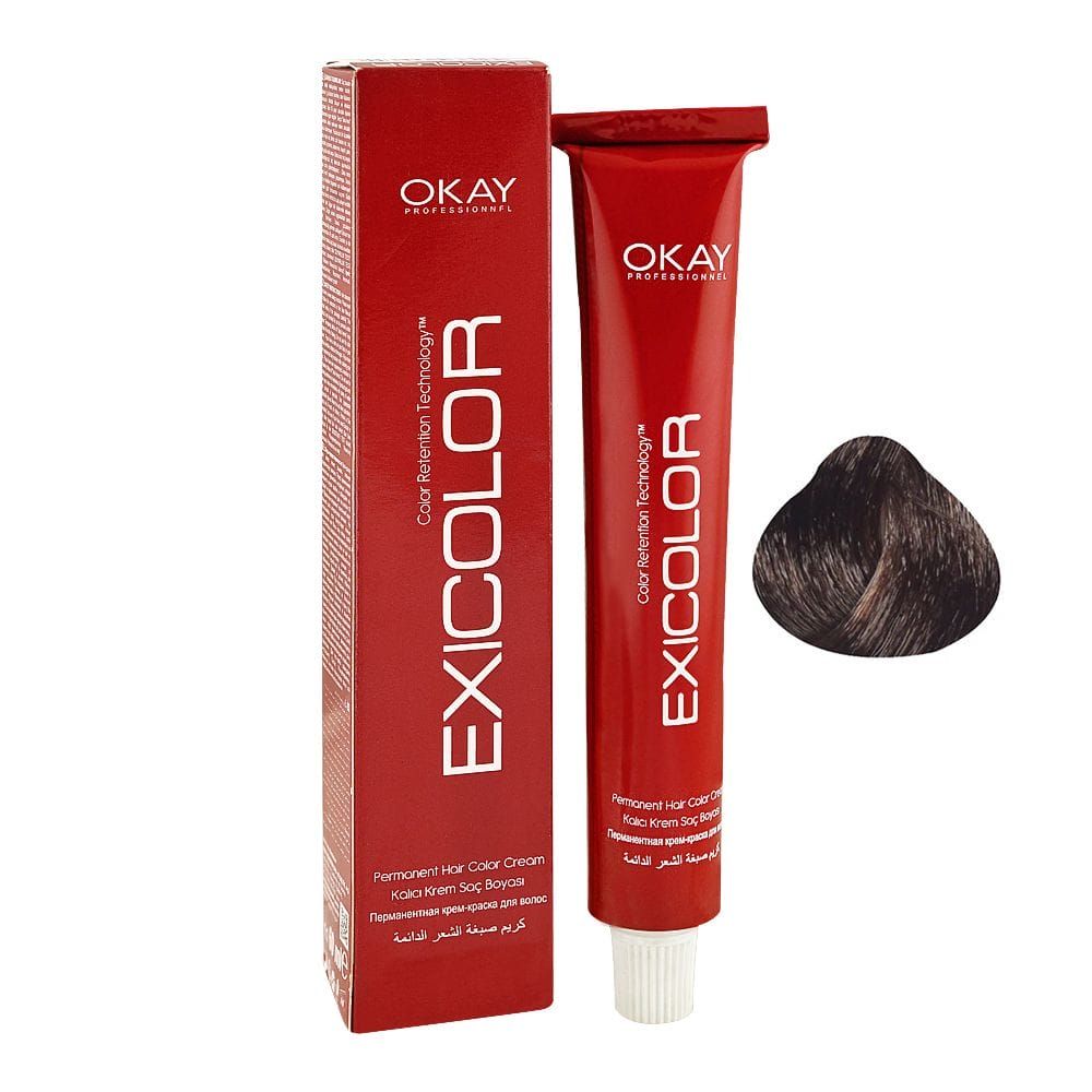 Okay Professionel Exicolor Permanent Hair Color Cream - Salon Quality Hair Dye, 60ml, 5.71 Ash Brown - Main Image