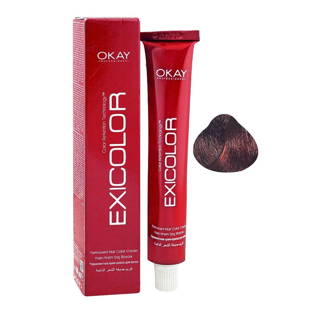 Okay Professionel Exicolor Permanent Hair Color Cream - Salon Quality Hair Dye, 60ml, 6.46 Copper Red - Main Image