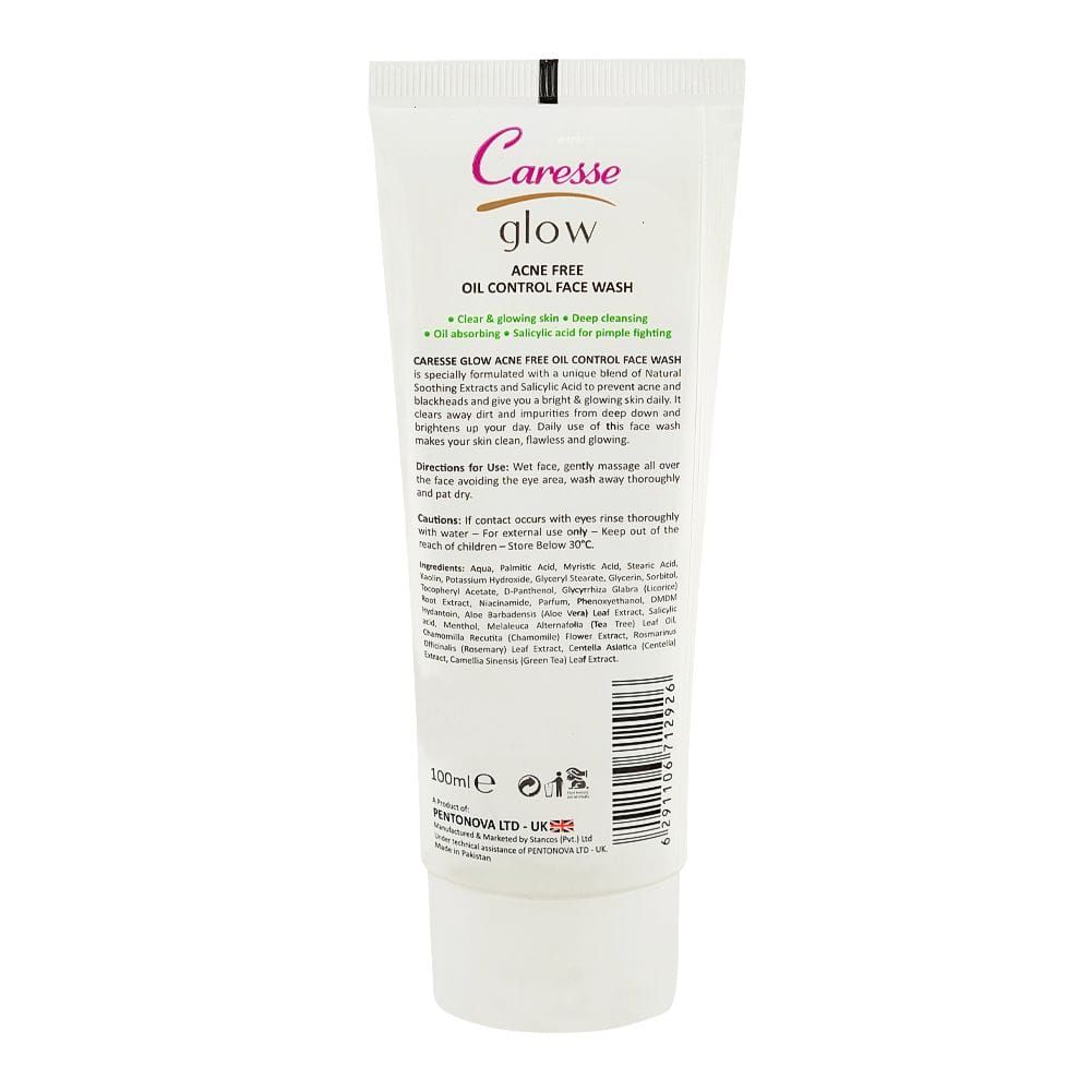 Caresse Glow Acne Free Oil Control Face Wash, For Oily & Acne Prone Skin, 100ml - Image 2