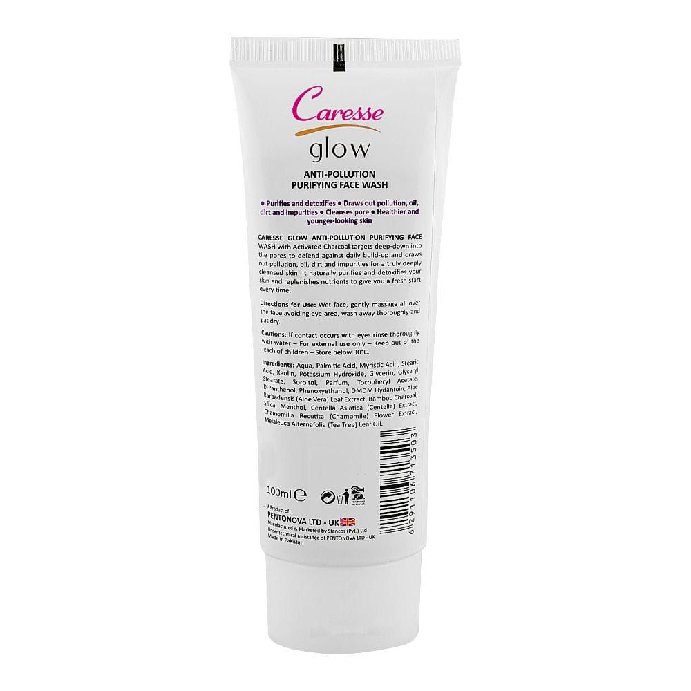 Caresse Glow Anti-Pollution Purifying Face Wash with Charcoal, For Combination to Oily Skin, 100ml - Image 2