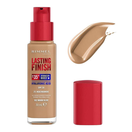 Rimmel Lasting Finish Upto 35H Hydration Boost Liquid Foundation, 30ml, 302 Warm Olive - Main Image