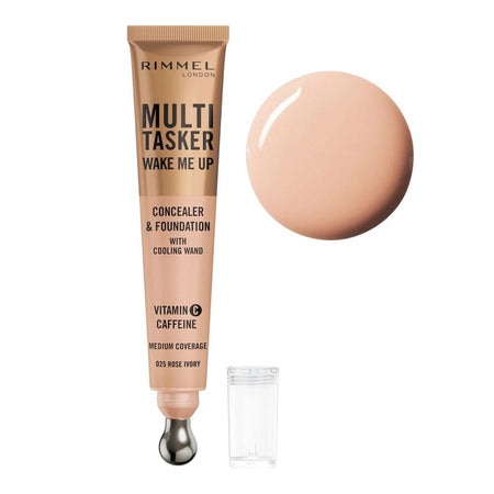 Rimmel Multi-Tasker Wake Me Up Concealer & Foundation, 20ml, 025 Rose Ivory - Main Image