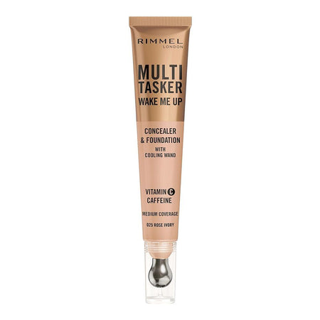 Rimmel Multi-Tasker Wake Me Up Concealer & Foundation, 20ml, 025 Rose Ivory - Image 2