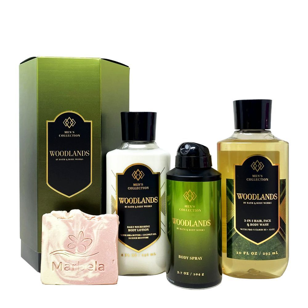 Bath & Body Works Woodlands Gift Set: 295ml Body Wash+226g Body Cream+104ml Body Spray, For Men, 3-Pack - Main Image