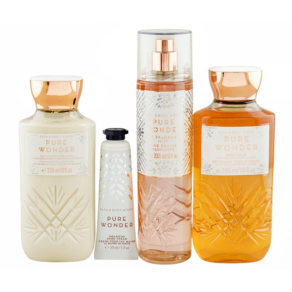 Bath & Body Works Pure Wonder Gift Set: 295ml Body Wash+29ml Hand Cream+236ml Lotion+236ml Body Mist, For Women, 4-Pack - Main Image