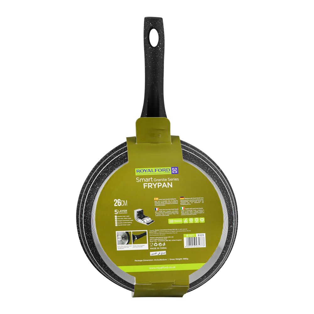Royalford Smart Granite Series Frypan, 26cm, Grey, RF11871 - Image 3