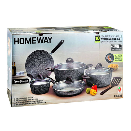 Homeway Marble Coated Non-Stick Cookware Set, 10-Pack, HW3696 - Main Image