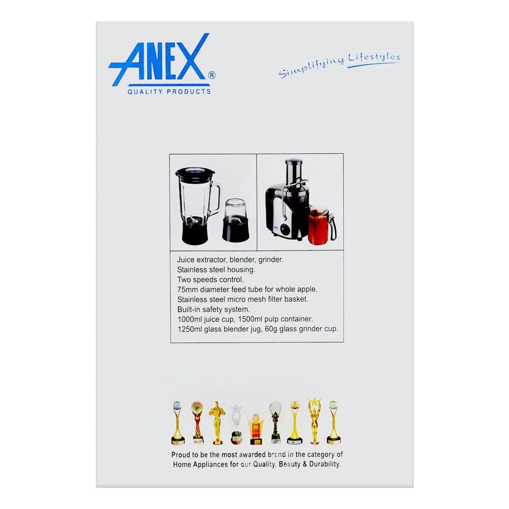 Anex Deluxe Juicer Blender Grinder, 600W, Black, AG-181 - Image 4