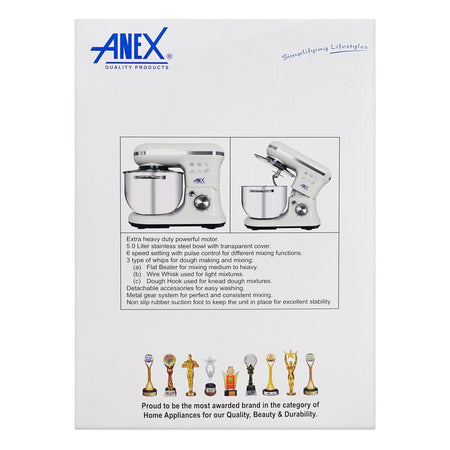 Anex Deluxe Stand Mixer, 5 Liter Stainless Steel Bowl, AG-819 - Image 4