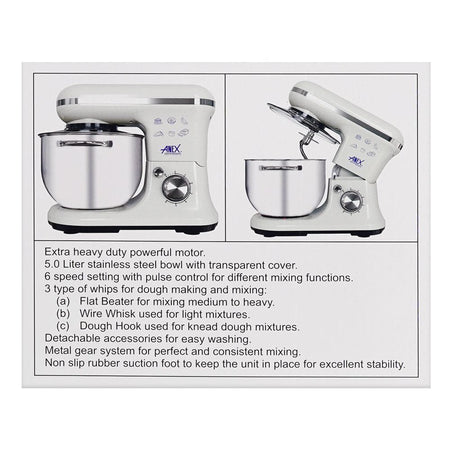 Anex Deluxe Stand Mixer, 5 Liter Stainless Steel Bowl, AG-819 - Image 5