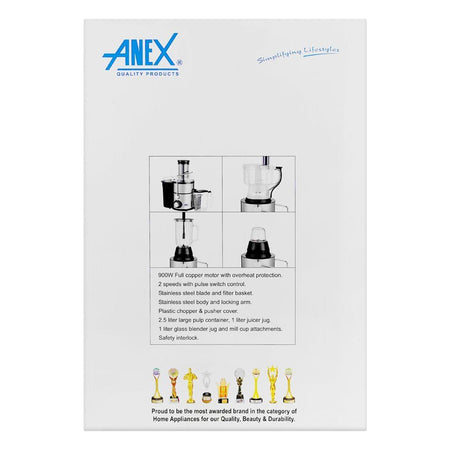 Anex Deluxe Kitchen Robot, 900W, Black, AG-3152 - Image 4