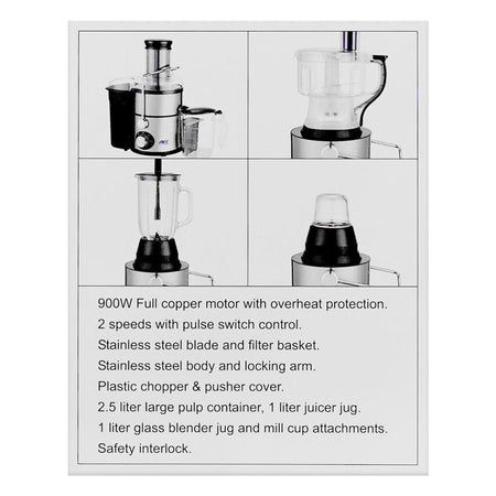 Anex Deluxe Kitchen Robot, 900W, Black, AG-3152 - Image 5