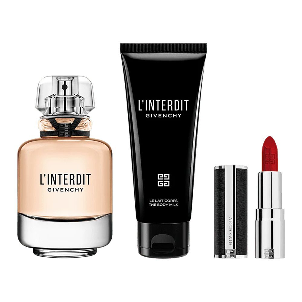 Givenchy L'Interdit Gift Set: Eau De Parfum 80ml+Body Milk 75ml+Lipstick 333, For Women, 3-Pack - Main Image