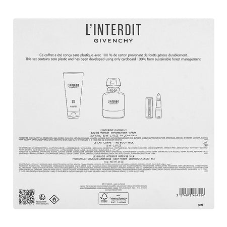 Givenchy L'Interdit Gift Set: Eau De Parfum 80ml+Body Milk 75ml+Lipstick 333, For Women, 3-Pack - Image 3