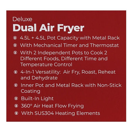 West Point Deluxe Double Basket Dual Air Fryer, 2x1150W, 2x4.5 Liter, WF-4258 - Image 4