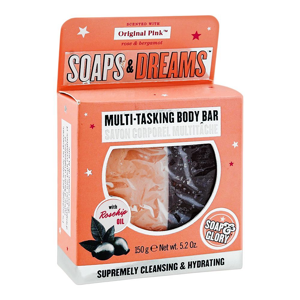 Soap & Glory Soaps & Dreams Multitasking Soap Bar with Rosehip Oil, 150g - Main Image