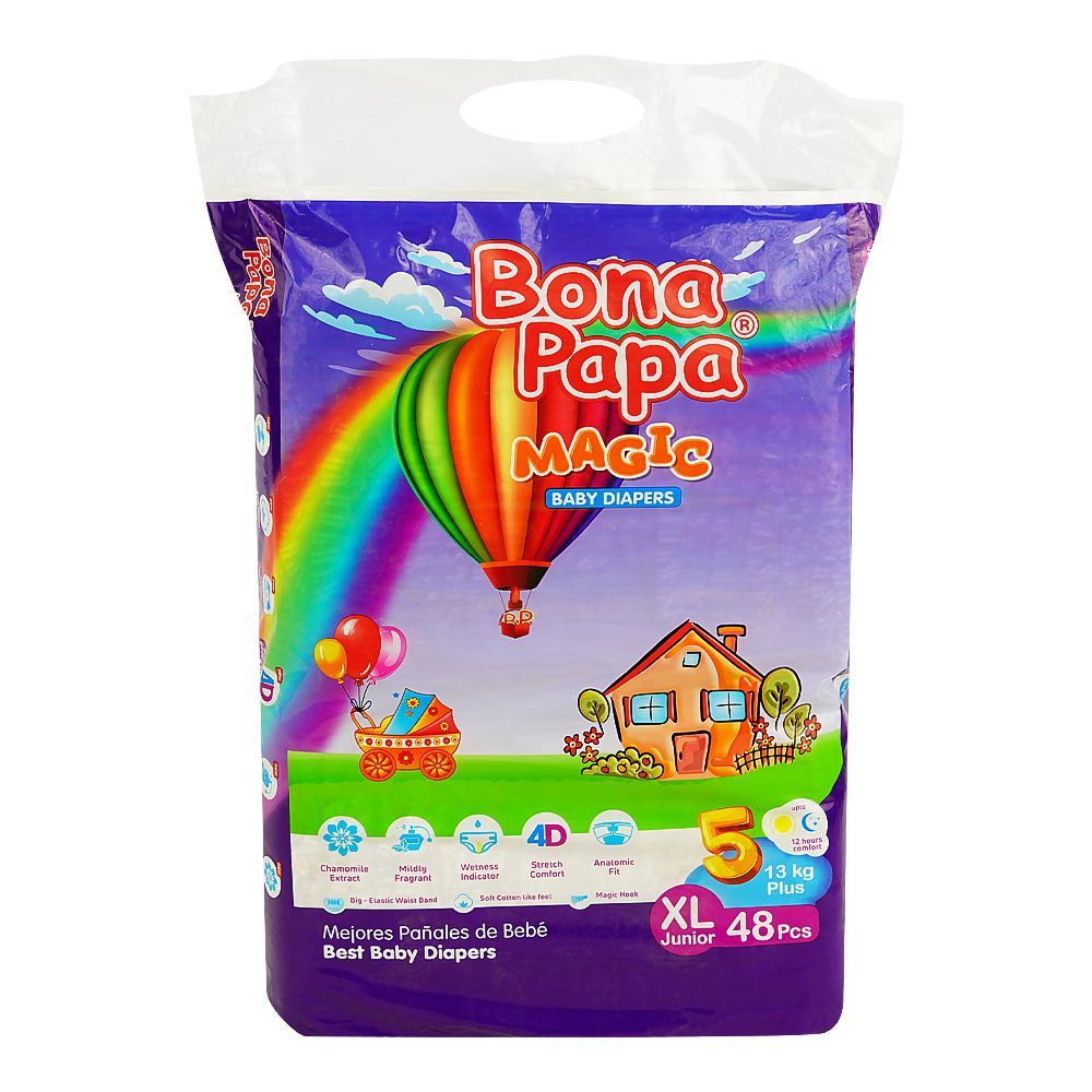 Bona Papa Magic Baby Diapers, XL Junior, 13Kg Plus, No. 5, 48-Pack - Main Image