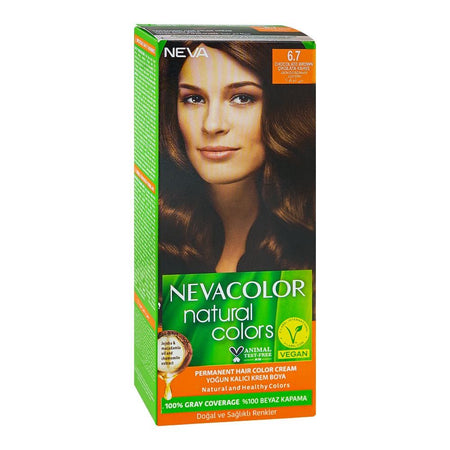 Neva Permanent Hair Color Cream - Salon Quality Hair Dye, 50ml, 6.7 Chocolate Brown - Main Image