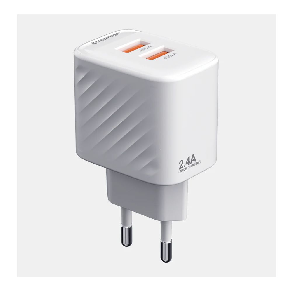 West Point 2.4A Wall Charger, White, WP-12 - Main Image