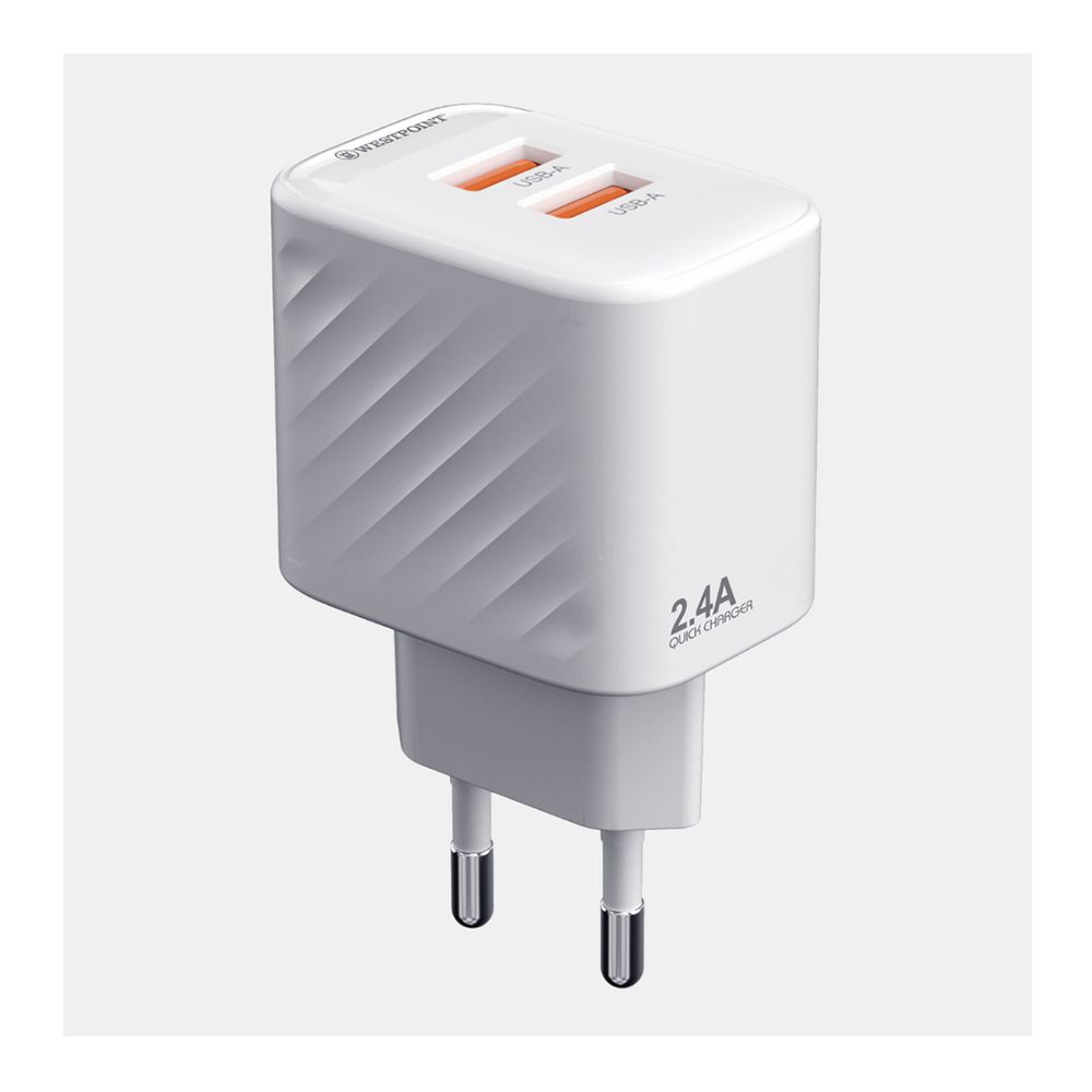 West Point 2.4A Wall Charger, White, WP-11 - Main Image