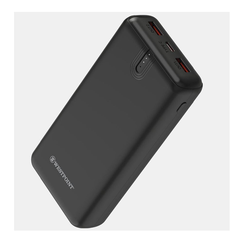 West Point Mega Power Bank, 20000mAh Battery, 22.5W Fast Charging, White, WP-2000 - Main Image