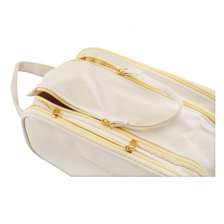 Large Waterproof Leather Makeup Bag, Portable Travel Cosmetic Organizer, White - Image 4