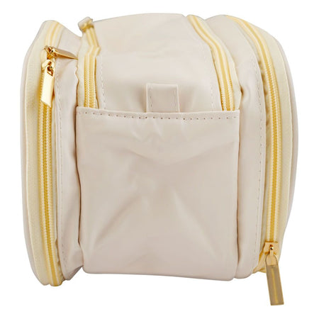 Large Waterproof Leather Makeup Bag, Portable Travel Cosmetic Organizer, White - Image 5