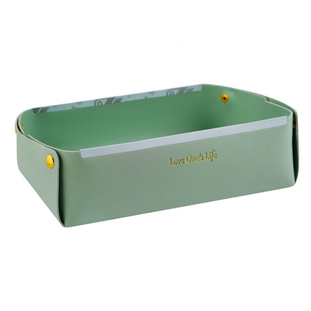 Elegant Leather Valet Tray Jewelry & Cosmetic Organizer, Green - Main Image