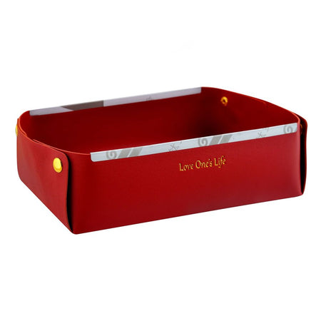 Elegant Leather Valet Tray Jewelry & Cosmetic Organizer, Maroon - Main Image