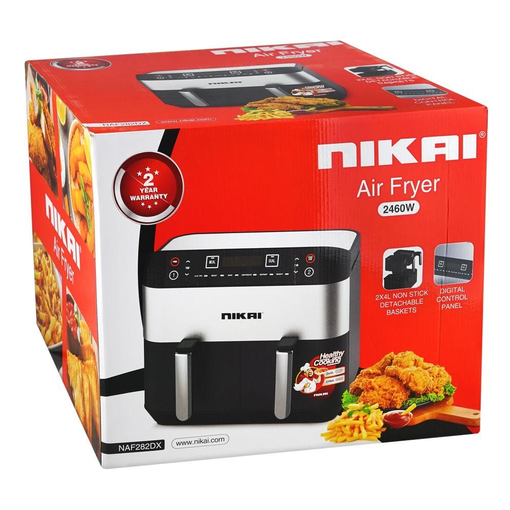 Nikai Double Basket Dual Air Fryer, 2460W, 2x4 Liter, NAF282DX - Image 2