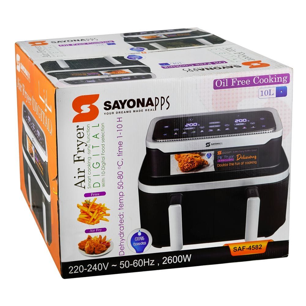 Sayona Double Basket Dual Air Fryer, 2600W, 2x5 Liter, SAF4582 - Main Image