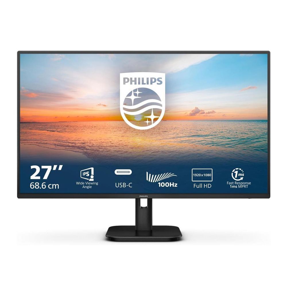 Philips 27" LED Monitor, 100Hz, IPS Panel, FHD, Adaptivesync, Low Blue Light, Flicker-Free, 27E1N1300A - Main Image