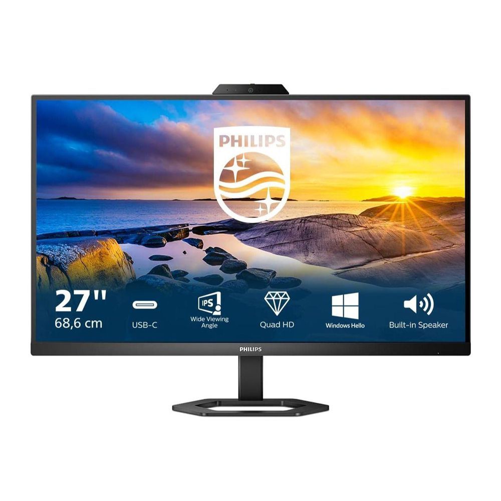 Philips 27" Ergo-Base LED Monitor with 5.0 Megapixel Built-In Windows Webcam, 27E1N5600HE - Main Image