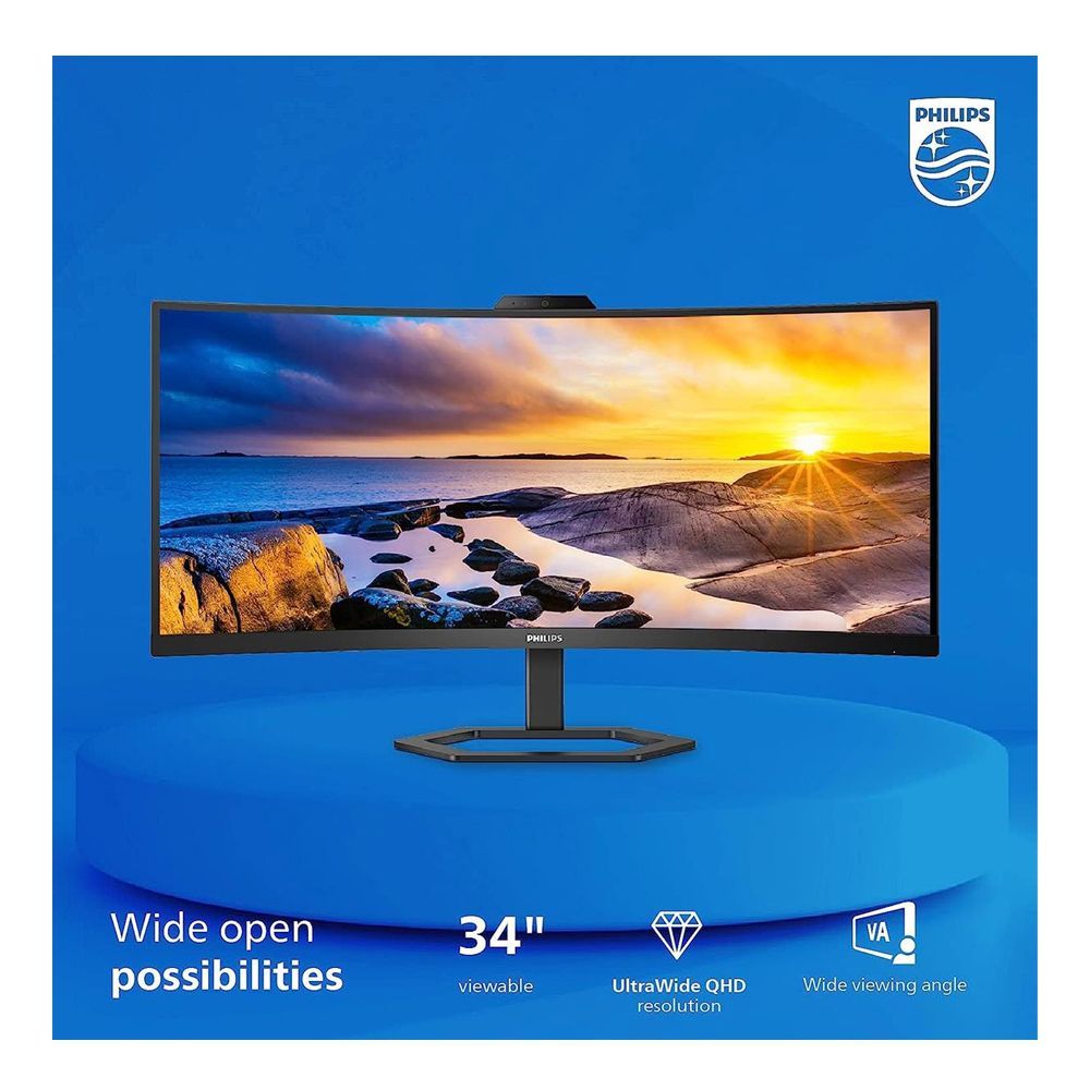 Philips 34" Curved Ultra-Wide LED Monitor with 5.0 Megapixel Built-In Windows Webcam, 34E1C5600HE - Image 3