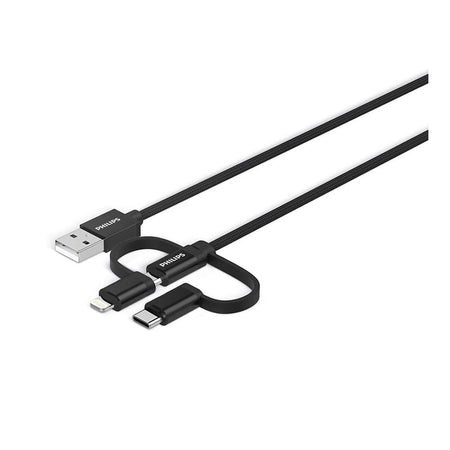 Philips Durable 3-In-1 Braided Charging Cable: Lightning, USB-C, Micro USB - Main Image