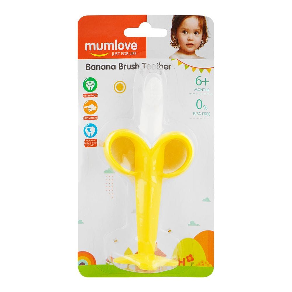 Mum Love Banana Brush Teether, BPA Free, For 6+ Months, Yellow, A004 - Main Image