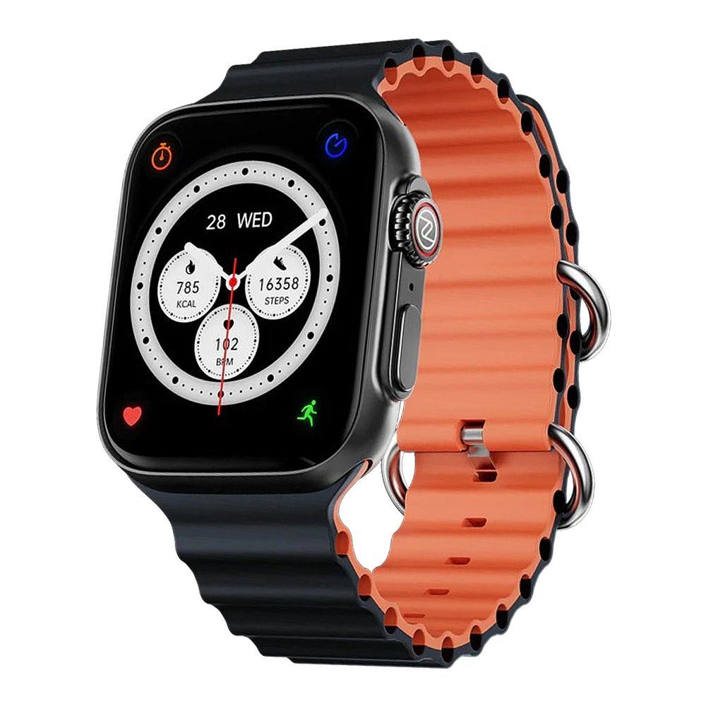 Zero 1.96" TFT HD Display Jaguar Smart Watch, IP67 Water Resistant, Black & Orange - Main Image