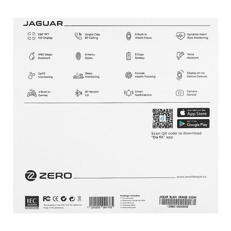 Zero 1.96" TFT HD Display Jaguar Smart Watch, IP67 Water Resistant, Black & Orange - Image 4