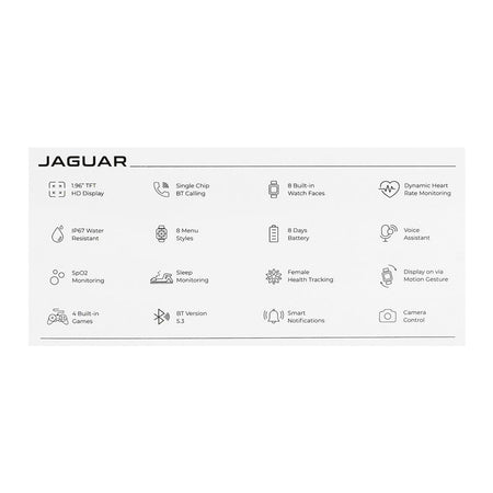 Zero 1.96" TFT HD Display Jaguar Smart Watch, IP67 Water Resistant, Black & Orange - Image 5