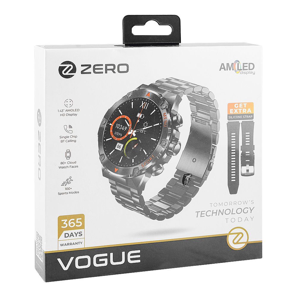 Zero 1.43" Amoled HD Display Vogue Smart Watch, IP67 Water Resistant, Black - Image 2