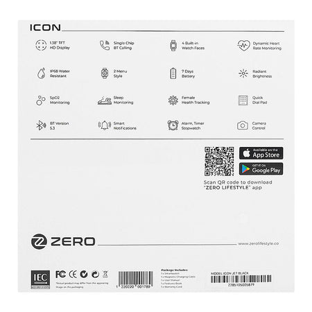 Zero 1.38" TFT HD Display Icon Smart Watch, IP68 Water Resistant, Jet Black - Image 4