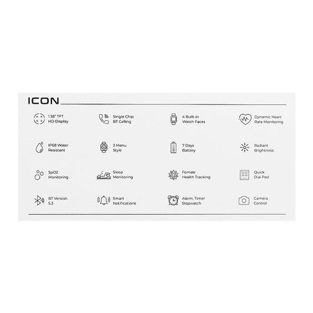 Zero 1.38" TFT HD Display Icon Smart Watch, IP68 Water Resistant, Jet Black - Image 5