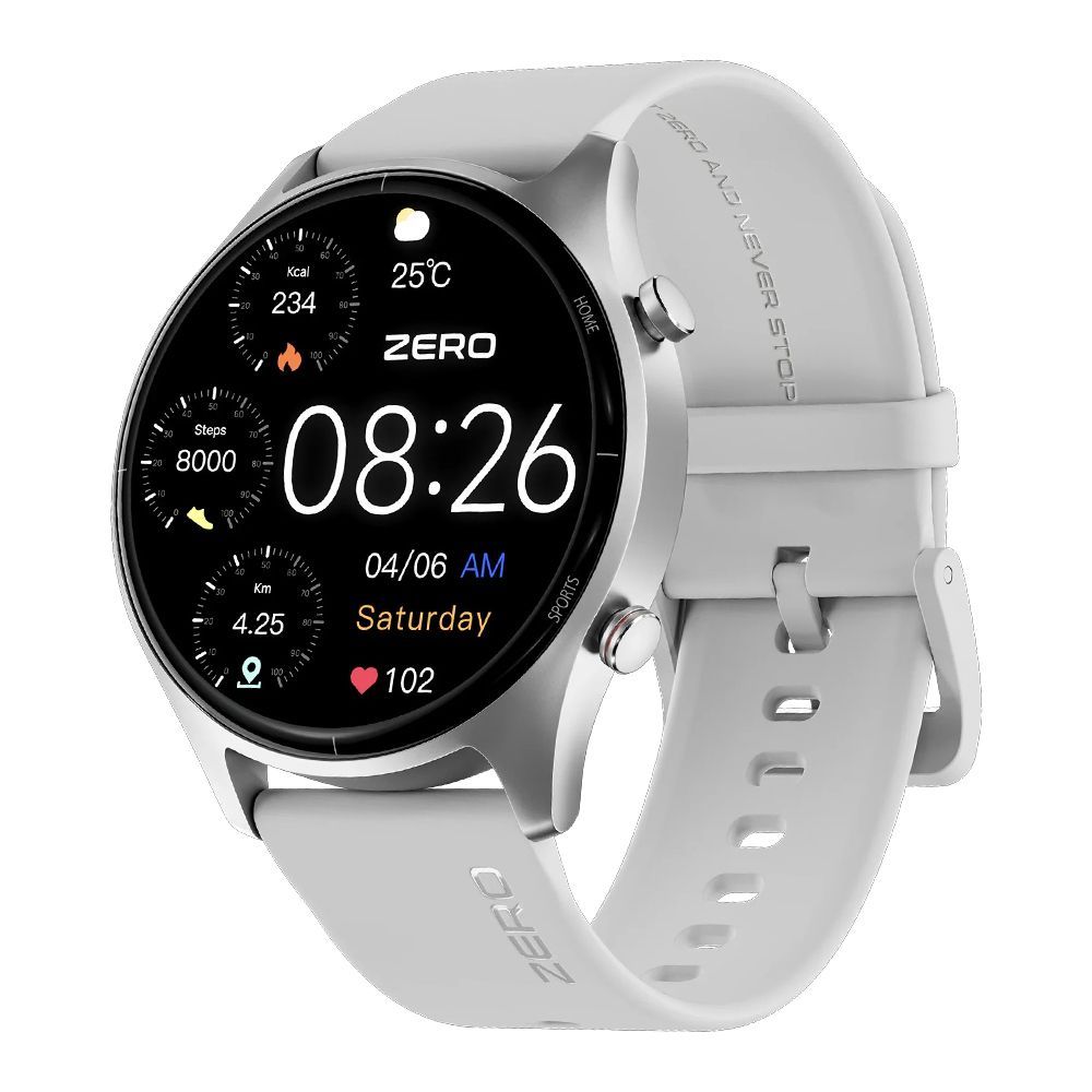 Zero 1.38" TFT HD Display Icon Smart Watch, IP68 Water Resistant, Silver Grey - Main Image