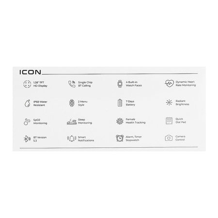 Zero 1.38" TFT HD Display Icon Smart Watch, IP68 Water Resistant, Silver Grey - Image 5
