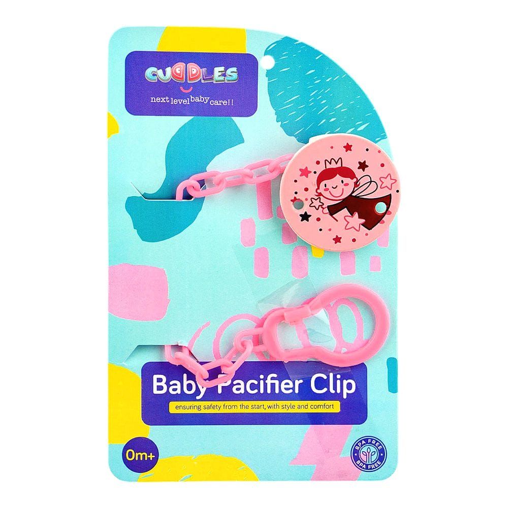 Cuddles Baby Pacifier Clip, BPA Free, For 0+ Months, Pink - Main Image