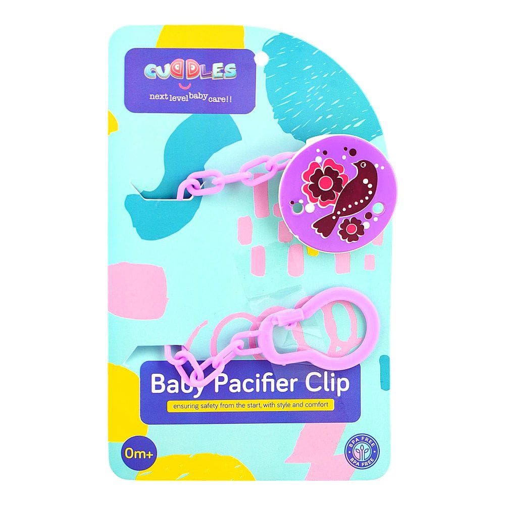 Cuddles Baby Pacifier Clip, BPA Free, For 0+ Months, Purple - Main Image